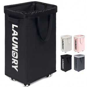 Panier à linge pliable de 75 L avec sac de lavage amovible et roulettes - Product Image 1