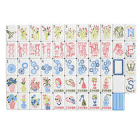 Offre Spéciale – Tapis de Mahjong Américain de Luxe Bleu à 3 Couches, Table de Jeu en Acrylique, Ensemble de Tuiles de Mahjong Familiales Bleues à Rayures et Motifs Nœuds