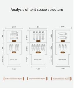 Tente de camping familiale de luxe extra-large, imperméable, à deux chambres et un salon, pour l'extérieur, vente <span class=keywords><strong>en</strong></span> gros à prix abordable - Product Image 4