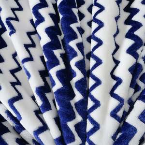 Blue Cationic Wavy Stripes Printed Flannel Sherpa <b>Blanket</b> for Home Fuzzy Soft Cozy Thick Warm Customized Fleece <b>Throw</b> <b>Blanket</b> - Product Image 6