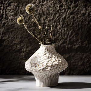 Vase en céramique QTY pour salon, arrangement floral, fleurs séchées, plantes aquatiques, accessoire décoratif blanc pour meuble TV - Product Image 1