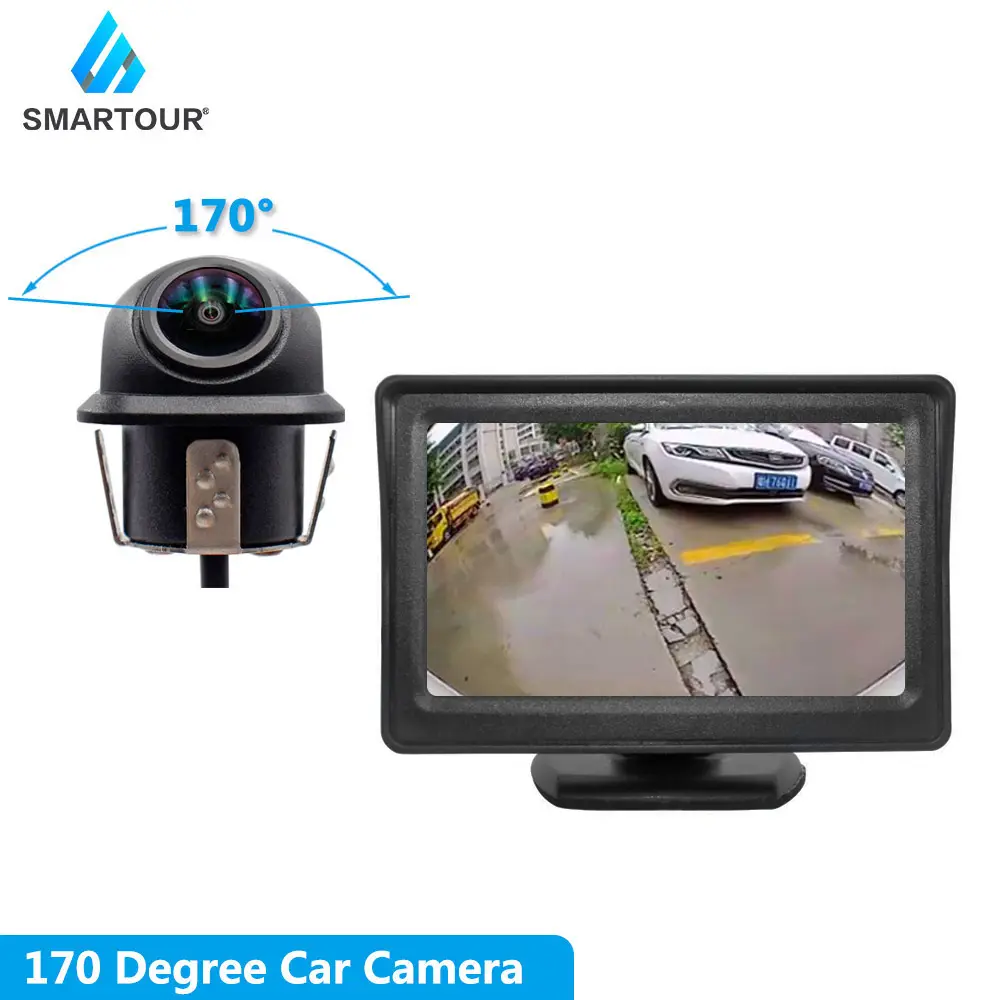 Smartour 4,3-Zoll-TFT-LCD-Bildschirm Auto-Monitor Rückfahr-Park monitor mit 2-Kanal-Videoeingang mit Kamera