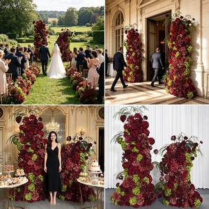 <b>Artificial</b> Flower Wall Runner Arch Pillar Ball Centerpiece Set Mixed Colors PE Foam Handmade High Simulation Wedding Decoration - Product Image 4
