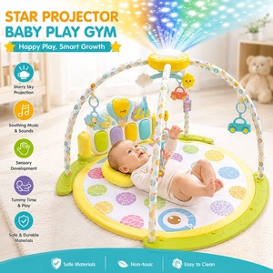 Tapis d'éveil musical et sensoriel pour bébé <span class=keywords><strong>avec</strong></span> projecteur d'étoiles, tapis de jeu pour nouveau-né, jouet musical OEM ODM pour 0 mois et plus, vente en gros - Product Image 2