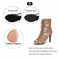 Chaussures de danse latine salsa jazz pour femmes, bottes courtes de danse de salon pour filles, bottes de danse fines à lacets pour femmes