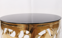 Petite Table basse ronde en acier inoxydable, meuble moderne, polissage doré, bout en marbre, 1 pièce