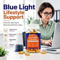Capsules végétaliennes à base de plantes de lutéine et de zéaxanthine, 60 à 180 unités en flacon/bocal, pour le soutien de la vision et la protection contre la lumière bleue.