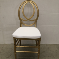 Chaise Phénix Dorée en Résine, Empilable, Résistante aux UV, avec Coussin Doux et Durable (1000 lbs), Idéale pour Hôtels, Banquets, Mariages et Événements – Prix de Gros