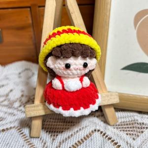 Crochet fait main doux <span class=keywords><strong>princesse</strong></span> porte-clés tricoté Amigurumi poupée pendentif Polyester KIVA mignon cadeau pour unisexe - Product Image 1