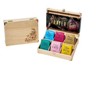 Caja de madera Premium Juego de regalo religioso 90 <span class=keywords><strong>Gourmet</strong></span> Christian Prayer Tea 6 Sabores Versículos DE LA Biblia para mujeres Mamá Hermana Amiga - Product Image 1