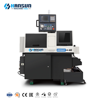 Máquina herramienta pequeña para implantes dentales HANSUN, torno CNC de tipo suizo de dos husillos con herramientas accionadas,