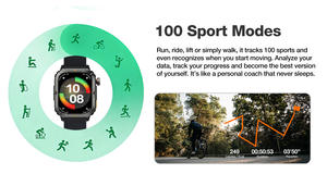 Montre AGM W3 1.95 OLED LED Lampe torche Fréquence cardiaque 5ATM IP68 Étanche Appel BT Carré Relojes Homme Mode Hombre Montre intelligente - Product Image 4