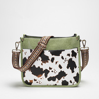 Nouveau Design Lady Cow Print sac à bandoulière en cuir Pu grande capacité guitare larges bretelles femmes sacs de messager sacs fourre-tout de luxe