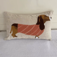 Housse de coussin décorative moderne et minimaliste pour canapé, chambre et décoration intérieure, avec broderie motif chien et serviette