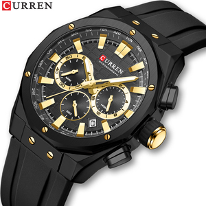 CURREN 8464 Relógio de quartzo masculino de luxo com pulseira de silicone multifuncional com código de tempo clássico luminoso à prova d'água - Product Image 4