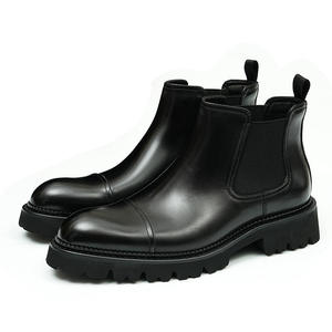 Bottes à lacets en cuir véritable de style britannique pour hommes, sur mesure, de qualité supérieure, pour le printemps/été, bout carré, type chukka - Product Image 2