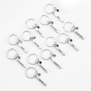 Ychon personalizzato <span class=keywords><strong>mese</strong></span> di nascita portachiavi all'ingrosso in acciaio inossidabile gioielli personalizzato ciondolo pietra portafortuna regalo di compleanno pietra - Product Image 1