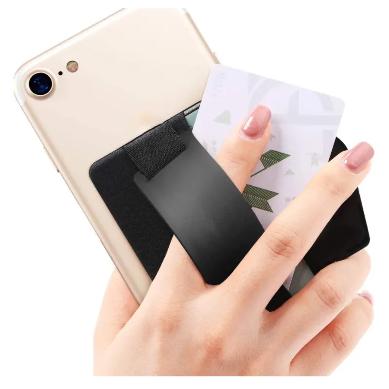 Phone Grip Card Holder With Phone Stand Adhesive Phone Sticker Secure Stick On Wallet For iPhone