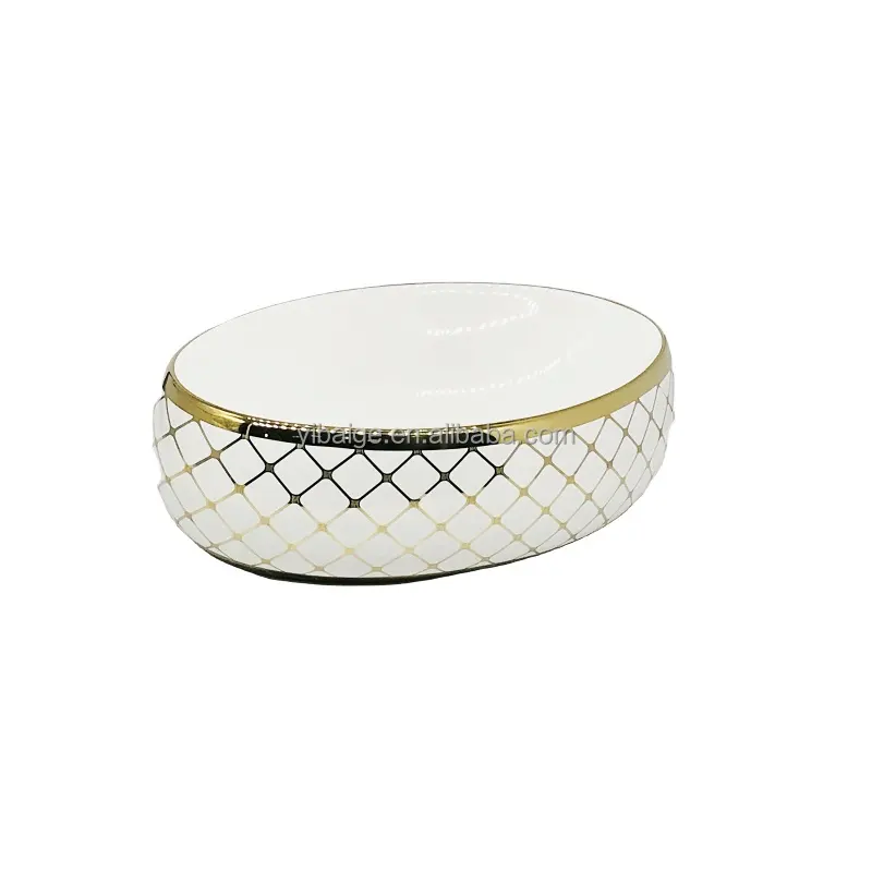 Mid east market hot selling lavabo Luxury Bright Gold Ceramic Bathroom Wash Hand Art Basin ceramic modern basins