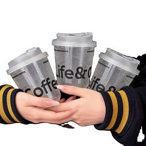 Custom Logo500ml PET Disposable Single-layer Beverage U-shaped Cold Coffee Bubble Tea Orange Juice <b>Plastic</b> <b>Cup</b> with Cover - Product Image 2