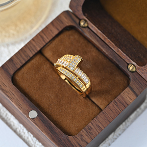 Bagues en <span class=keywords><strong>or</strong></span> 18 carats <span class=keywords><strong>plaqué</strong></span> <span class=keywords><strong>or</strong></span>, zircone cubique non ternissable, pour femmes, bande ouverte réglable, bijoux tendance, cadeau, Cincin Wanita Grosir - Product Image 5