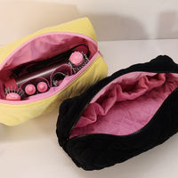 Sac d'accessoires pour sèche-cheveux avec poches intérieures Taille personnalisée Design Velours matelassé Zip Cosmétique Maquillage Maquillage Soins de la peau Outils pour cheveux