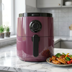 Friteuse à air numérique violette 1500W, antiadhésive PTFE, commande manuelle, forme ronde, friteuse électrique domestique - Product Image 5
