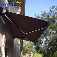Auvent rétractable en aluminium robuste, toile poly, taille personnalisée, protection solaire extérieure, cassette complète, motorisé, télécommande