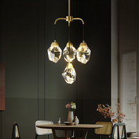 Lustre en Laiton et Cristal K9 de Luxe Léger, Suspension Décorative Design Classique Contemporain, Lustres Haut de Gamme en Cuivre