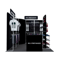 Stand d'exposition portable avec cabine d'essayage 10 x 10 pieds pour salon de mode, structure en tube d'aluminium pliable et graphiques en tissu tendu