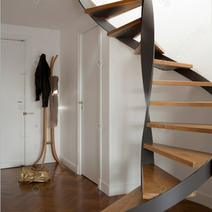 Escalera de Caracol flotante para interiores, peldaños de madera de roble macizo, balaustrada de Vidrio Curvo, Marco inoxidable, Villa, apartamento, pequeño Loft - Product Image 4