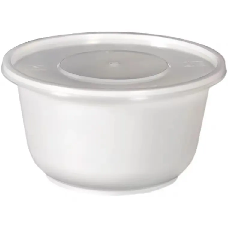 Tigela descartável para sopa de microondas, copo para salada com tampa de 300/400/600/750ml, garrafa branca em formato redondo dos pp personalizado