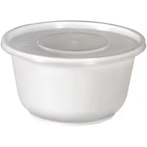 Mangkuk Nasi Sup Microwave Sekali Pakai 300/400/600/750Ml dengan Tutup Mangkuk Salad Putih Bentuk Bulat Tepung PP Disesuaikan