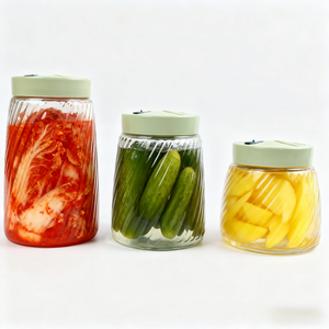 Pot <span class=keywords><strong>de</strong></span> fermentation manuel et automatique pour kimchi en verre, 36 oz, 46 oz, 60 oz, durable, multifonctionnel, moderne, récipient à cornichons, bouchon à air, pour la <span class=keywords><strong>maison</strong></span> - Product Image 1