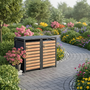 Large Capacity Metal Waste Bins with Lid Pull Out Waste <strong>Segregation</strong> Sorting Bins for Outdoor Home Office Garden Commercial Use - Product Image 1