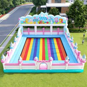 Château gonflable commercial à louer pour événements, avec blocs de construction, toboggan et système de gonflage à air - Product Image 6