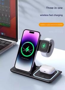Estación de Carga Inalámbrica Magnética Rápida PD 3 en 1 Plegable con Puerto Tipo-C para <span class=keywords><strong>iPhone</strong></span> 15/14/13/12 Pro/Max/<span class=keywords><strong>Plus</strong></span> para Watch 9/8/<span class=keywords><strong>7</strong></span>/6 - Product Image 2