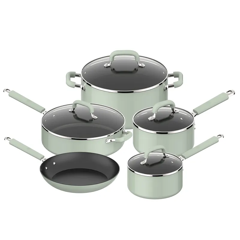 classic aluminum nonstick enamel cookware 9pcs set for gas electric and ceramic glass cooktops