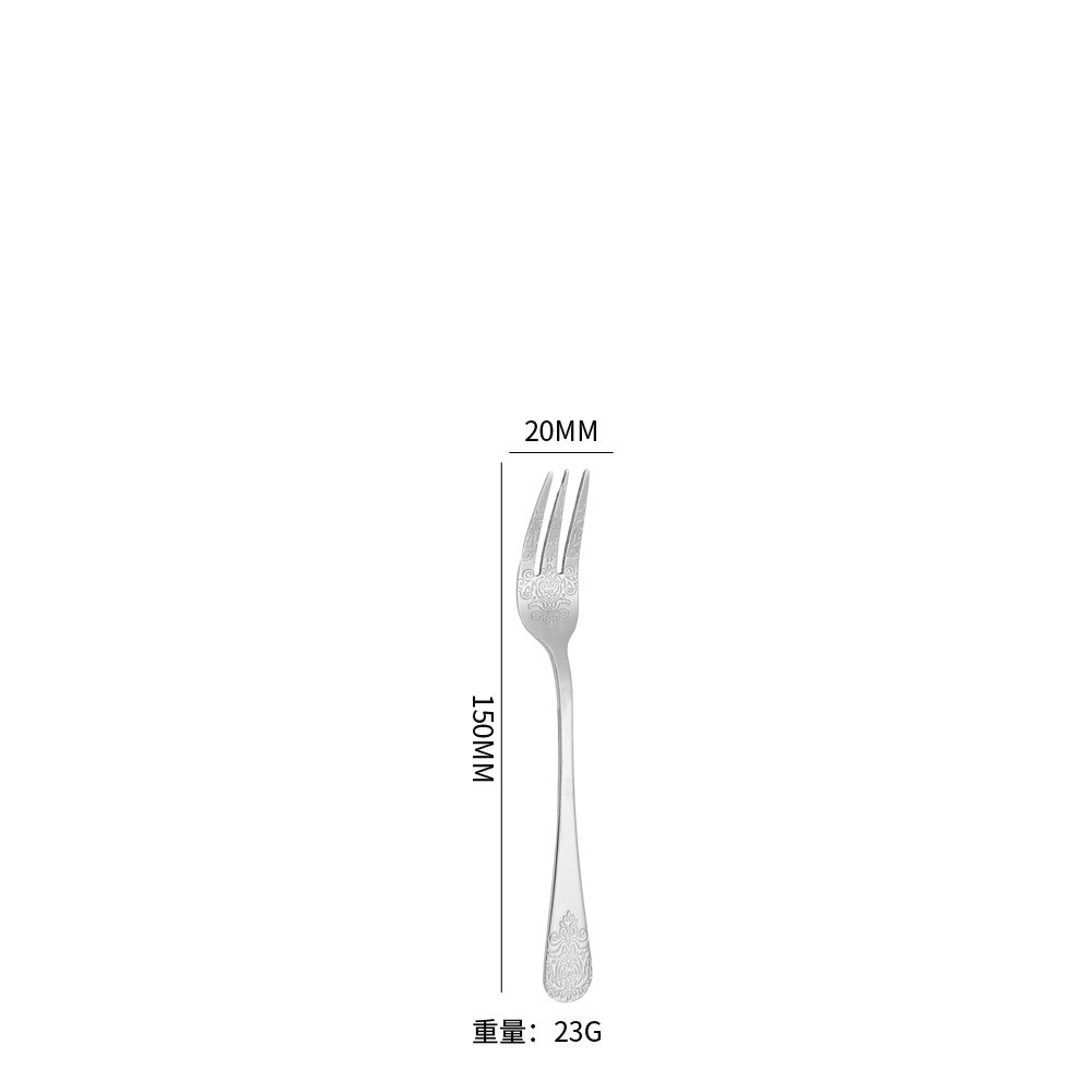 Tenedor de postre de plata