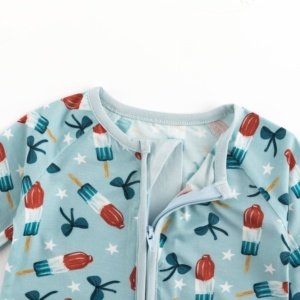 ミオジング独立記念日ベビー服 男の子用 0-12ヶ月 新生児用 ひっかき防止ミトン付き ソフトで伸縮性のあるベビーロンパース OEMベビー服 - Product Image 6