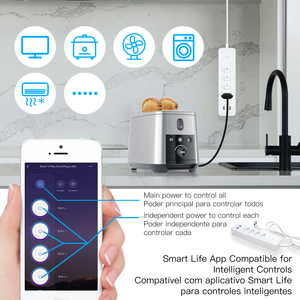 Tira de enchufe de pared brasileña MOES WiFi Smart Power con 2x1 + USB, control dividido de 10 amperios, aplicación Smart Life Tuya - Product Image 3