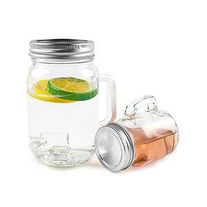 Nhà máy sản xuất bán buôn mịn Glass <span class=keywords><strong>Mason</strong></span> <span class=keywords><strong>Jar</strong></span> với xử lý và nắp kim loại - Product Image 4