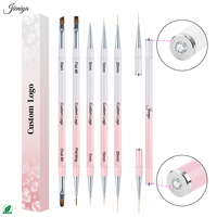 Ensemble de pinceaux professionnels pour nail art en gel, best-seller, manche métallique rose dégradé, double pinceau, pinceau liner pour gel, outils de polissage