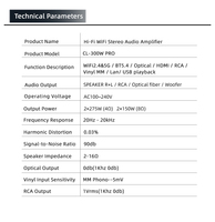 Amplificateur Intégré avec Streamer, Récepteur Audio Wifi, Streamer et DAC, Amplificateur Audio Stéréo Hi-Fi WIFI BT