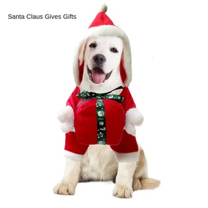 Costume de Noël pour chien en peluche rouge et blanc avec bois de renne, tenue décorative bonhomme de neige 3D pour chiens de taille moyenne à grande - Product Image 2