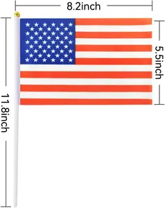 Heyuan 사용자 정의 미국 미국 국기 극 슬리브 배너 스타일 미니 영국 프로모션 깃발 깃발 배너