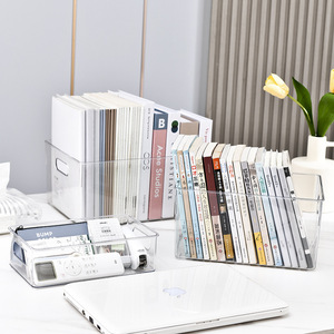 Transparent Book Storage <b>Box</b> Rectangle No Lid Desktop Organizer For Children's Picture Books 3 Sizes Solid Color - Product Image 3