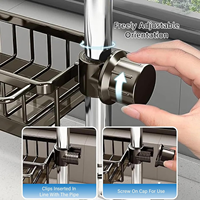 Organisateur de robinet d'évier en métal autoportant, égouttoir suspendu réglable, rangement multifonctionnel durable pour cuisine