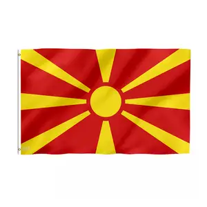 हुइई पूर्ण मुद्रण सजावट 3x5 मैसेडोनिया ध्वज प्रचार समारोह कस्टम मैसेडोनिया ध्वज