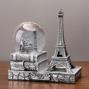 Caja de música de cristal de la Torre Eiffel con función giratoria para decoración de escritorio, regalo - Product Image 2